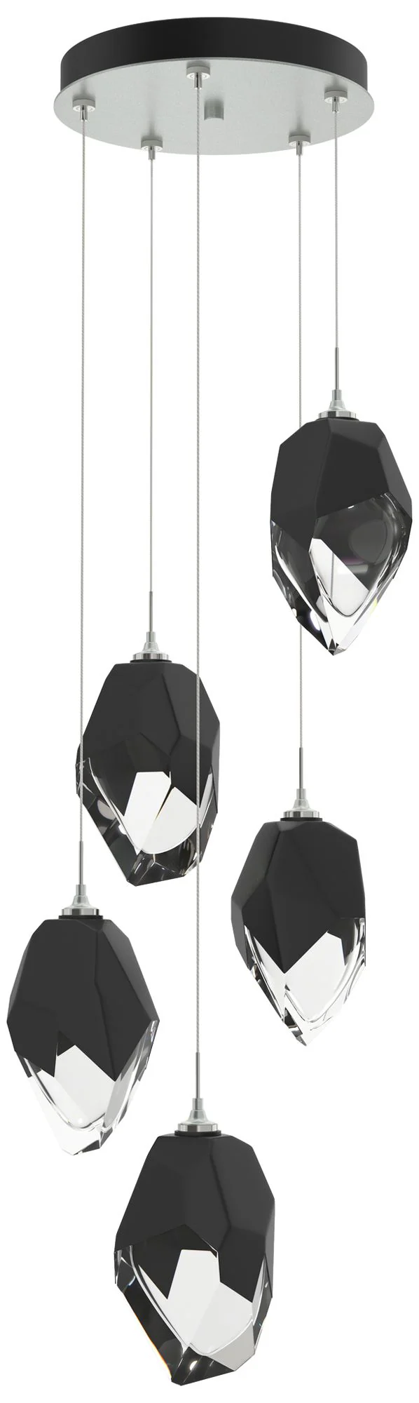 Chrysalis 16.1"W 5-Light Platinum Large Black Crystal Standard Pendant - Image 1
