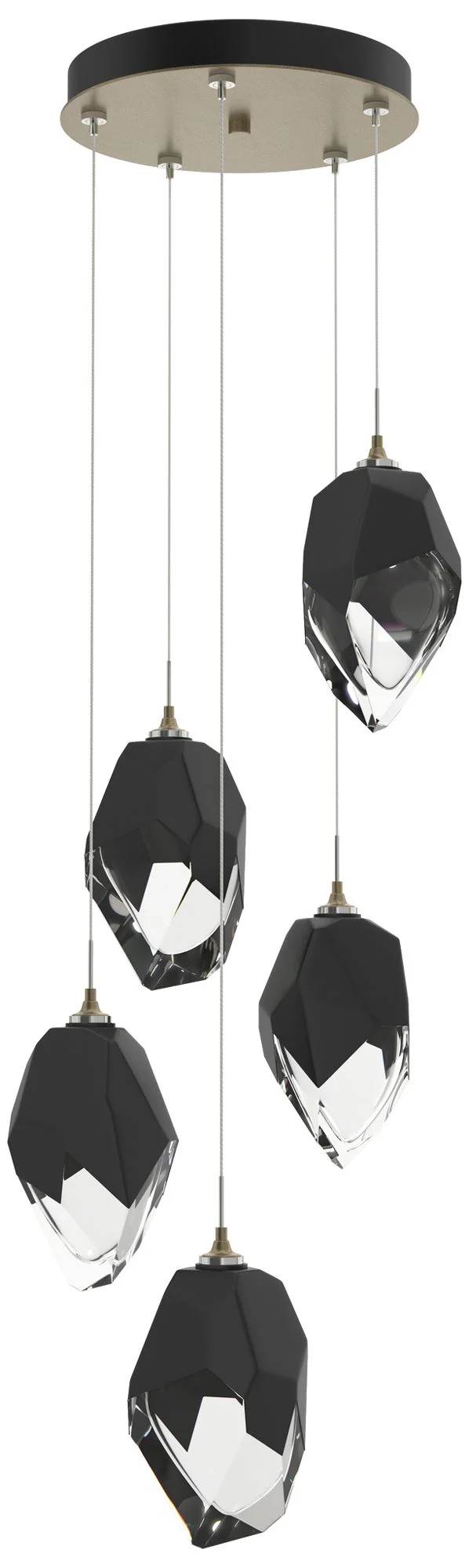 Chrysalis 16.1"W 5-Light Soft Gold Large Black Crystal Standard Pendan - Image 1