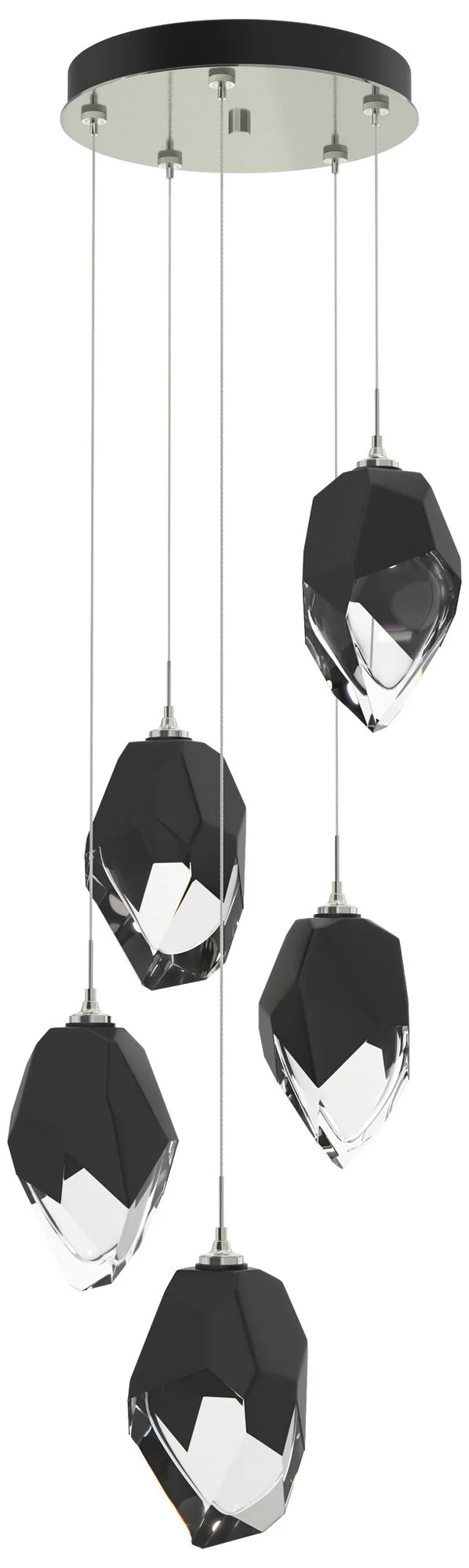 Chrysalis 16.1"W 5-Light Sterling Large Black Crystal Standard Pendant - Image 1