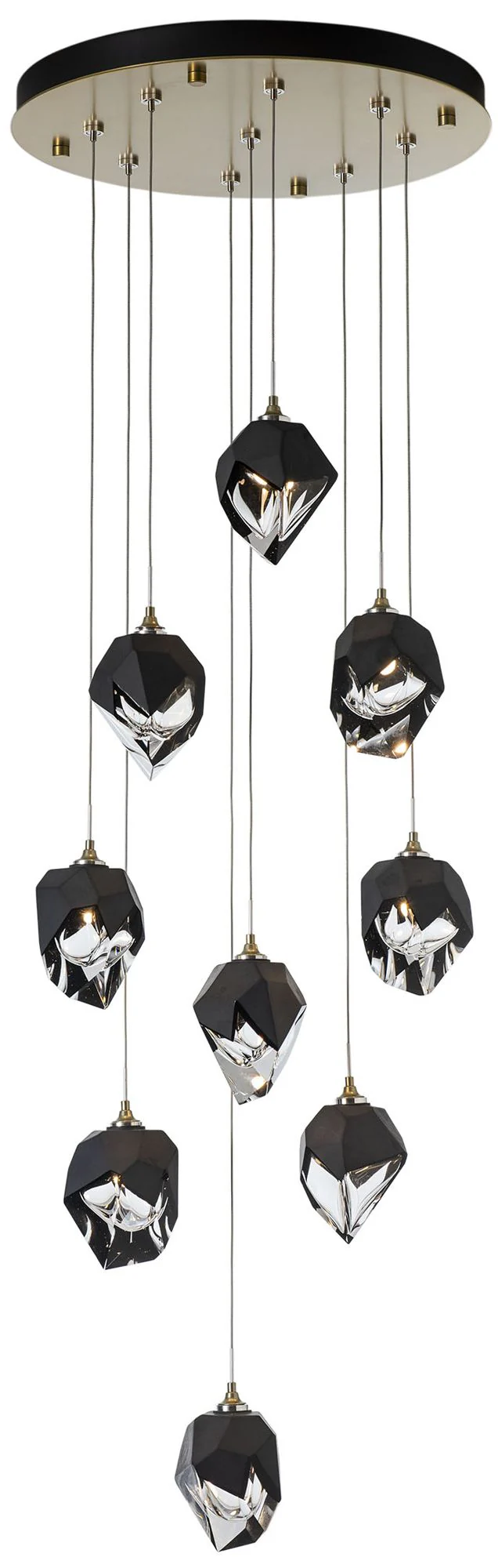 Chrysalis 20.5" Wide 9-Light Modern Brass Black Crystal Pendant - Image 1