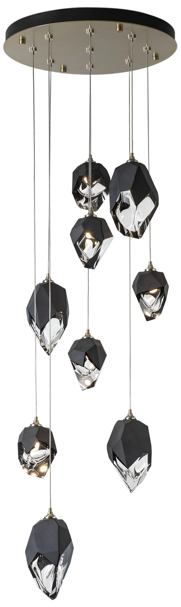 Chrysalis 20.5" Wide 9-Light Modern Brass Mixed Crystal Pendant - Image 1