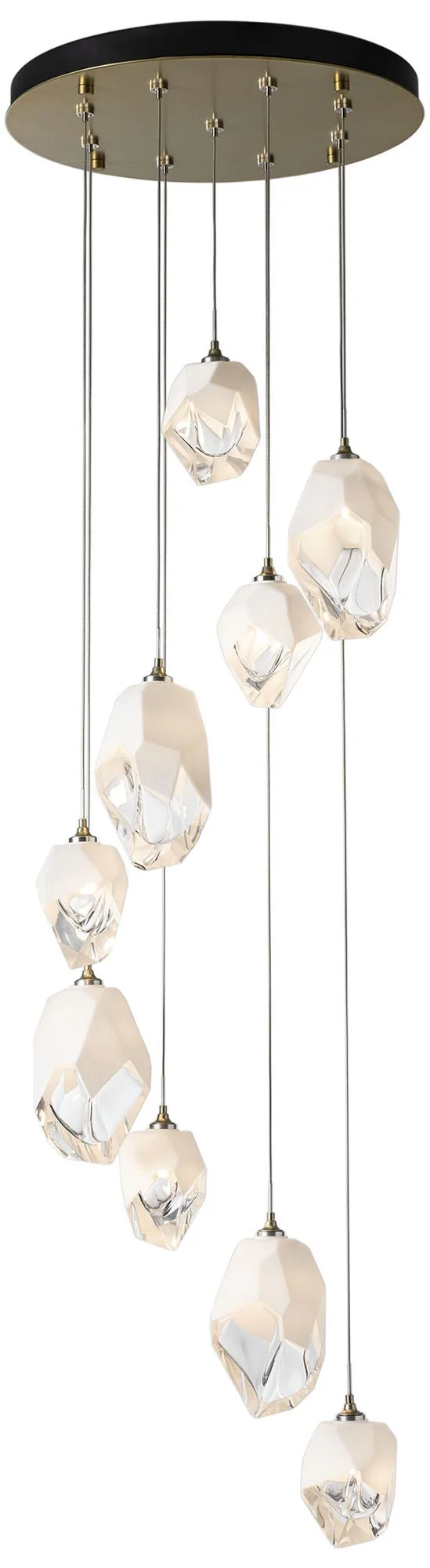 Chrysalis 20.5" Wide 9-Light Modern Brass Mixed White Crystal Pendant - Image 1