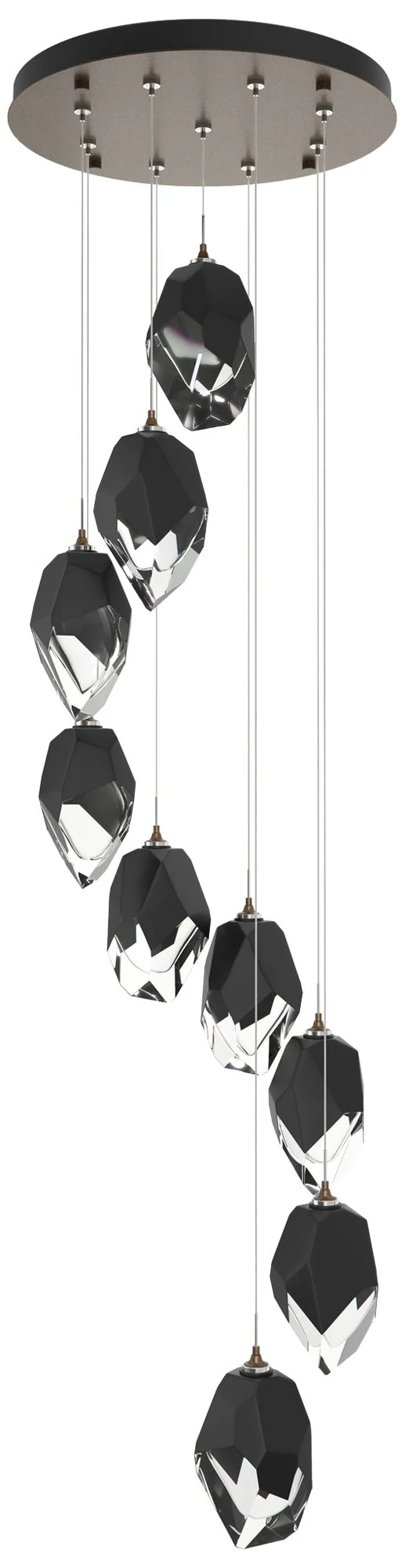 Chrysalis 20.5"W 9-Light Bronze Large Black Crystal Standard Pendant - Image 1