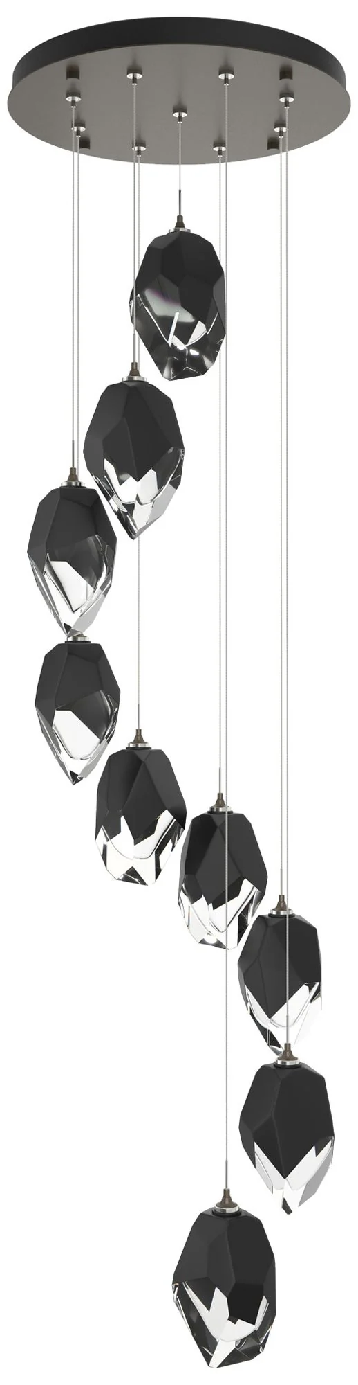 Chrysalis 20.5"W 9-Light Large Black Crystal Dark Smoke Long Pendant - Image 1