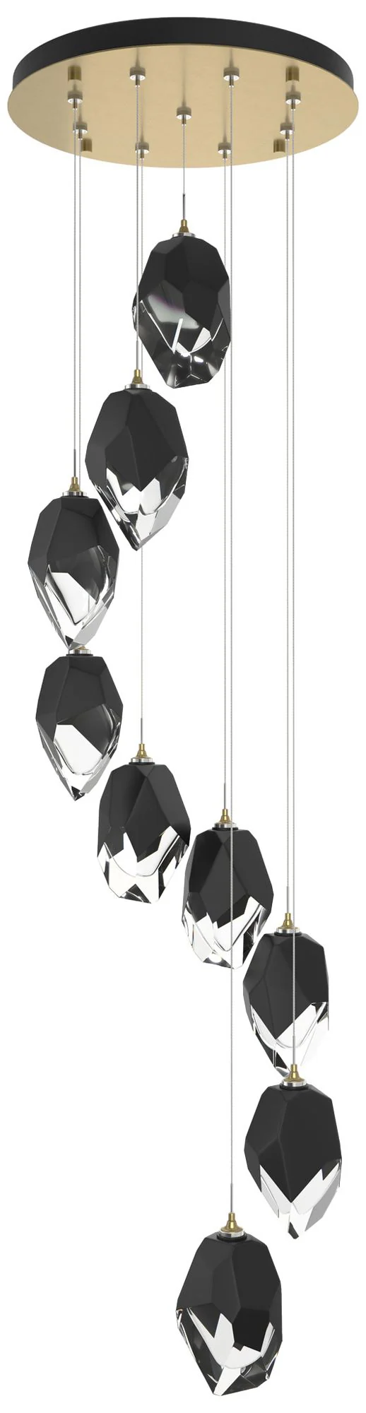 Chrysalis 20.5"W 9-Light Large Black Crystal Modern Brass Long Pendant - Image 1