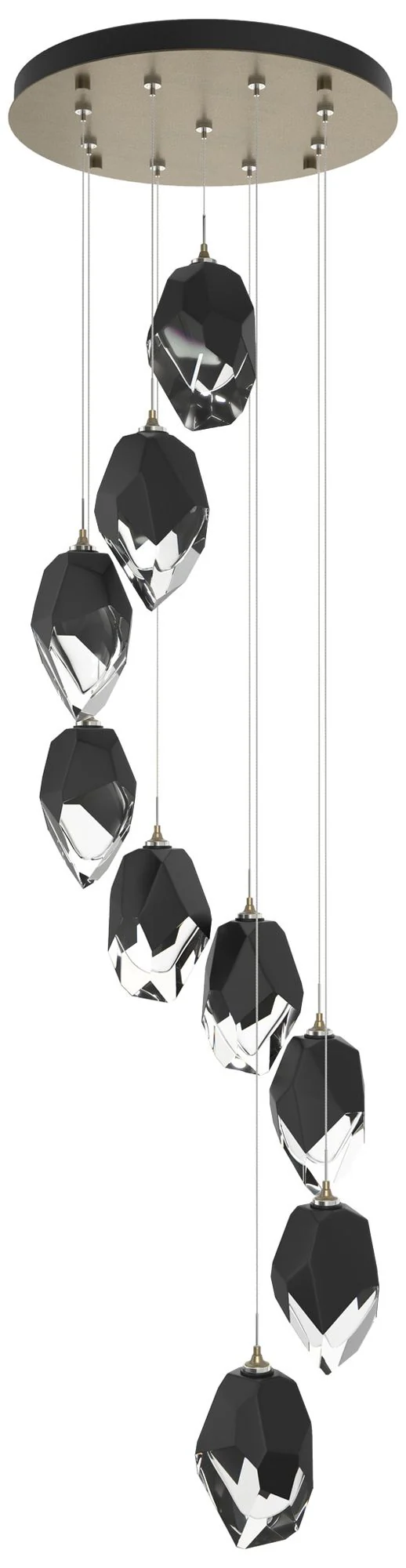 Chrysalis 20.5"W 9-Light Large Black Crystal Soft Gold Long Pendant - Image 1