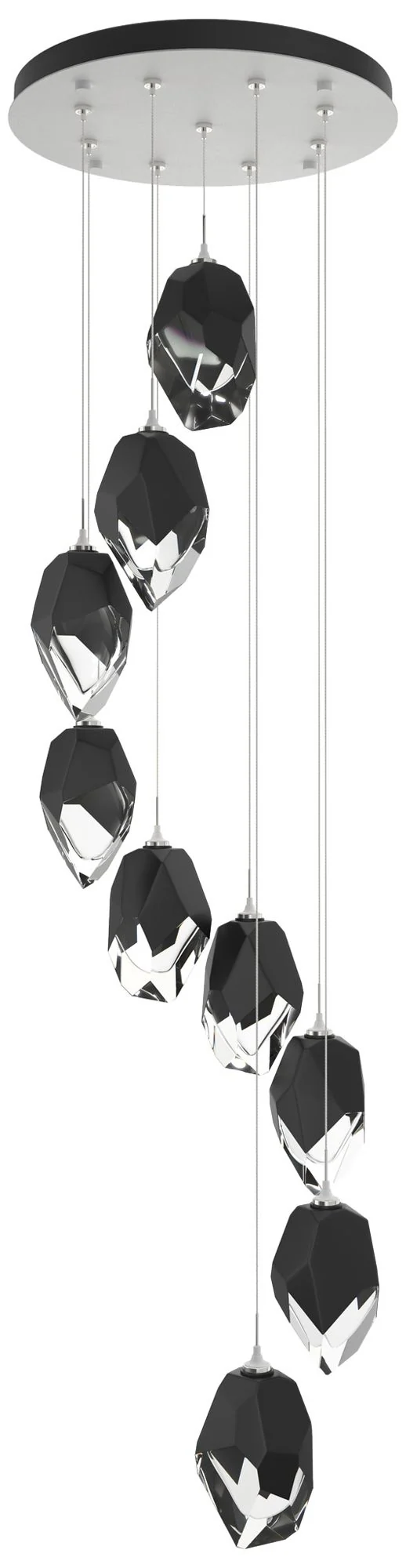 Chrysalis 20.5"W 9-Light Large Crystal Black Crystal White Long Pendan - Image 1