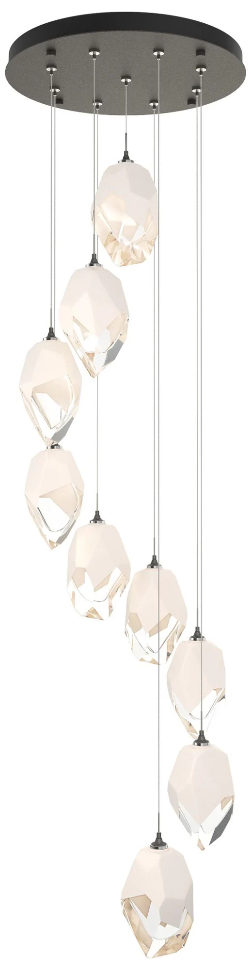 Chrysalis 20.5"W 9-Light Large White Crystal Natural Iron Long Pendant - Image 1