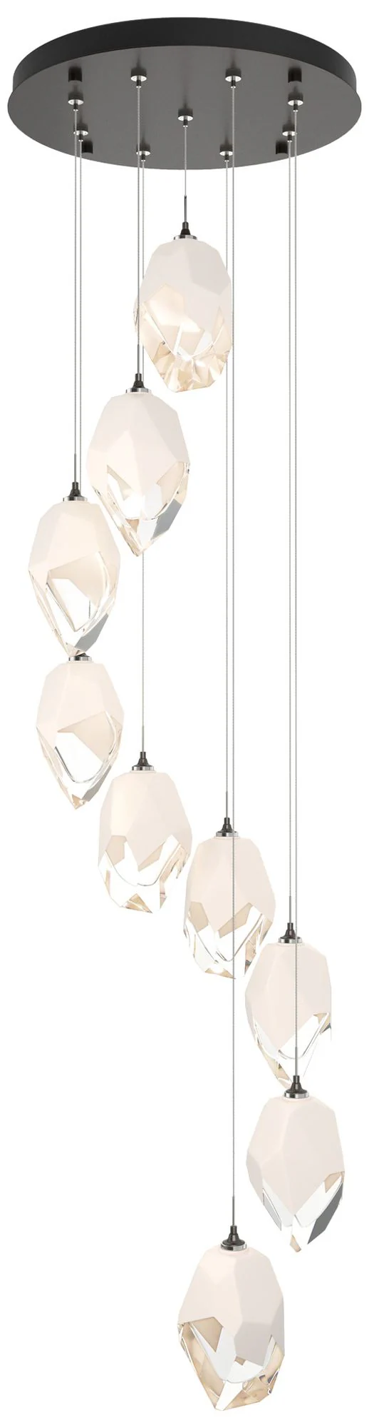 Chrysalis 20.5"W 9-Light Large White Crystal Rubbed Bronze Long Pendan - Image 1