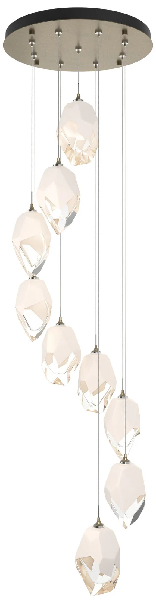 Chrysalis 20.5"W 9-Light Large White Crystal Soft Gold Long Pendant - Image 1
