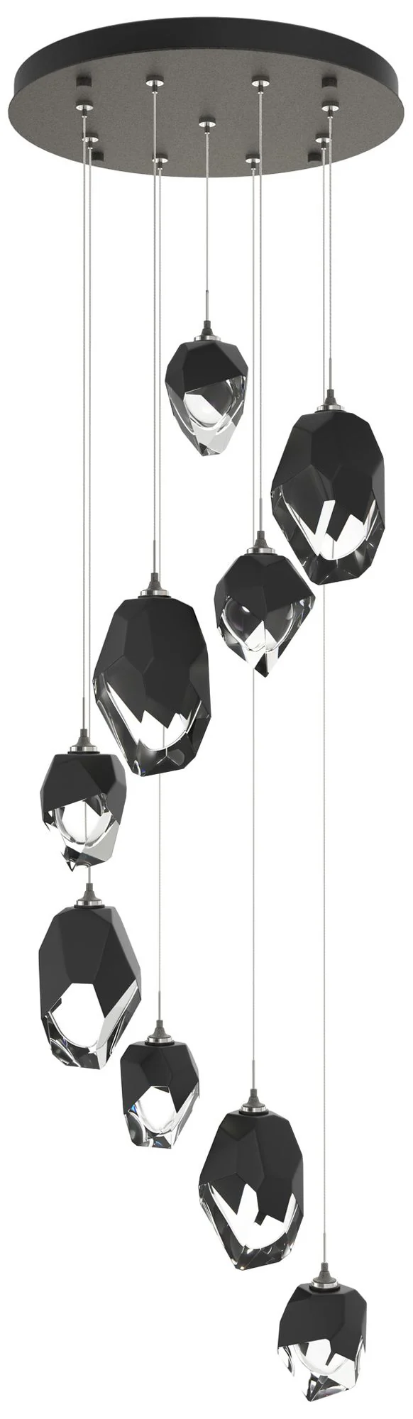 Chrysalis 20.5"W 9-Light Mixed Black Crystal Natural Iron Long Pendant - Image 1