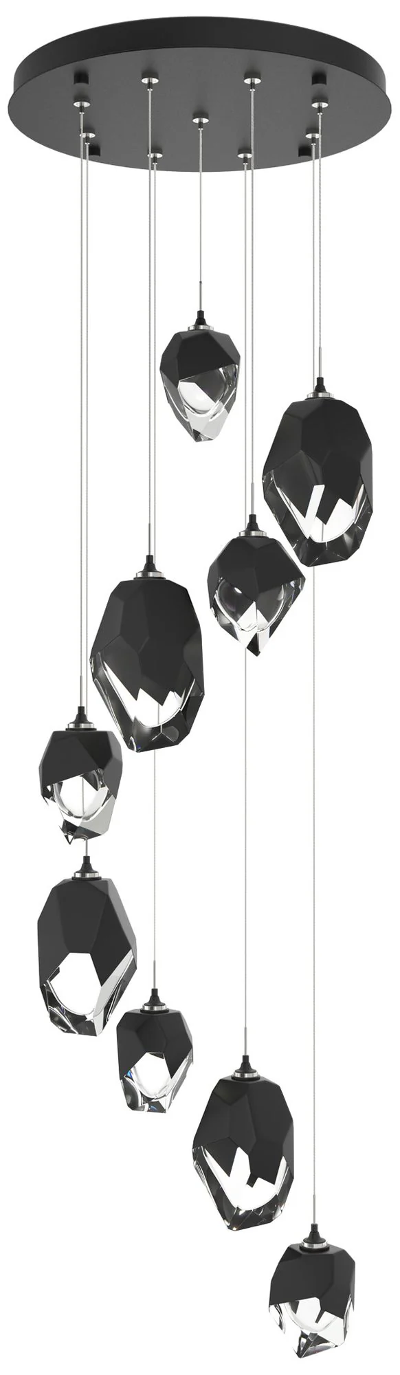 Chrysalis 20.5"W 9-Light Mixed Crystal Black Crystal Black Long Pendan - Image 1