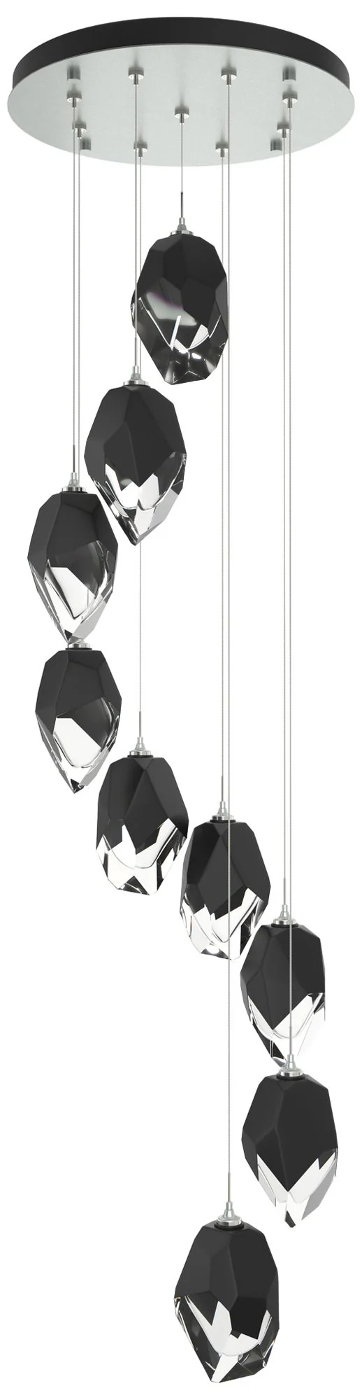 Chrysalis 20.5"W 9-Light Platinum Large Black Crystal Standard Pendant - Image 1