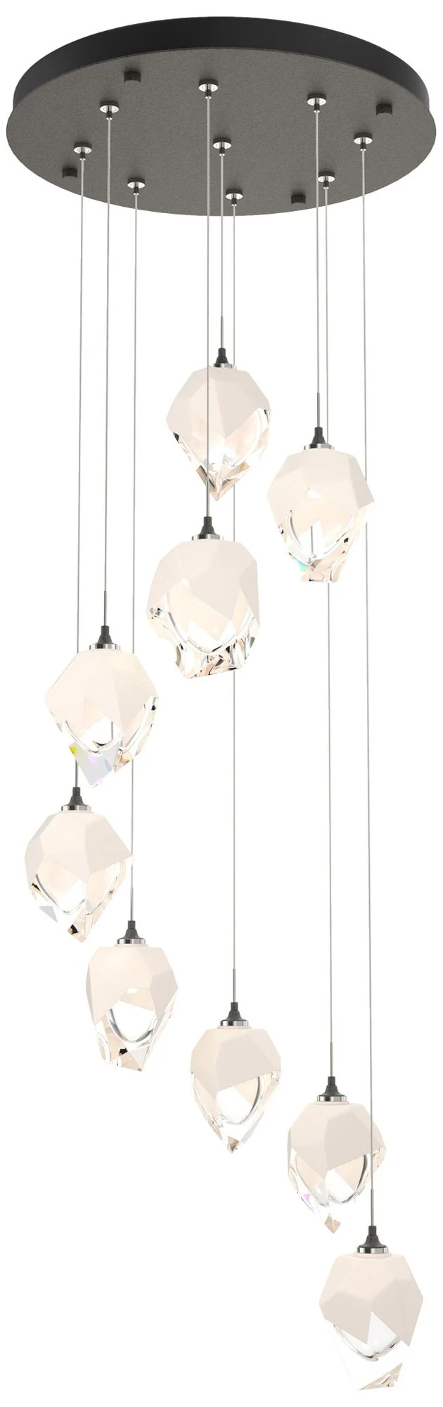 Chrysalis 20.5"W 9-Light Small White Crystal Natural Iron Long Pendant - Image 1