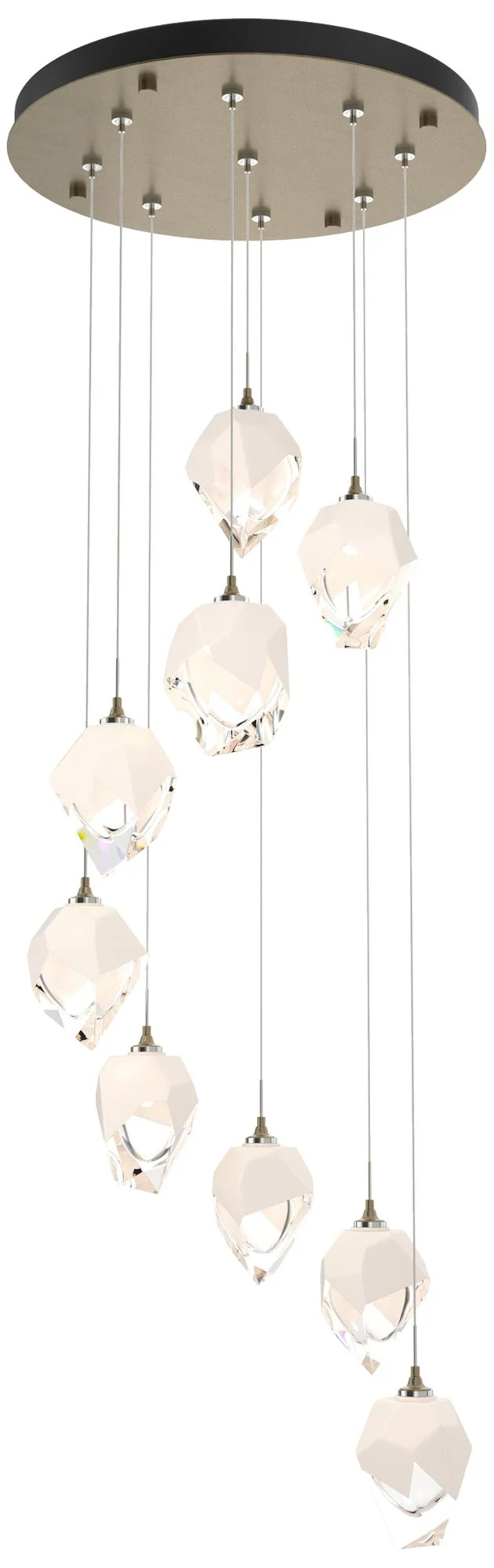 Chrysalis 20.5"W 9-Light Small White Crystal Soft Gold Long Pendant - Image 1