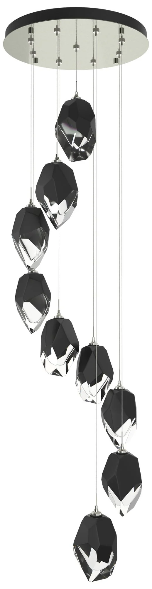 Chrysalis 20.5"W 9-Light Sterling Large Black Crystal Standard Pendant - Image 1