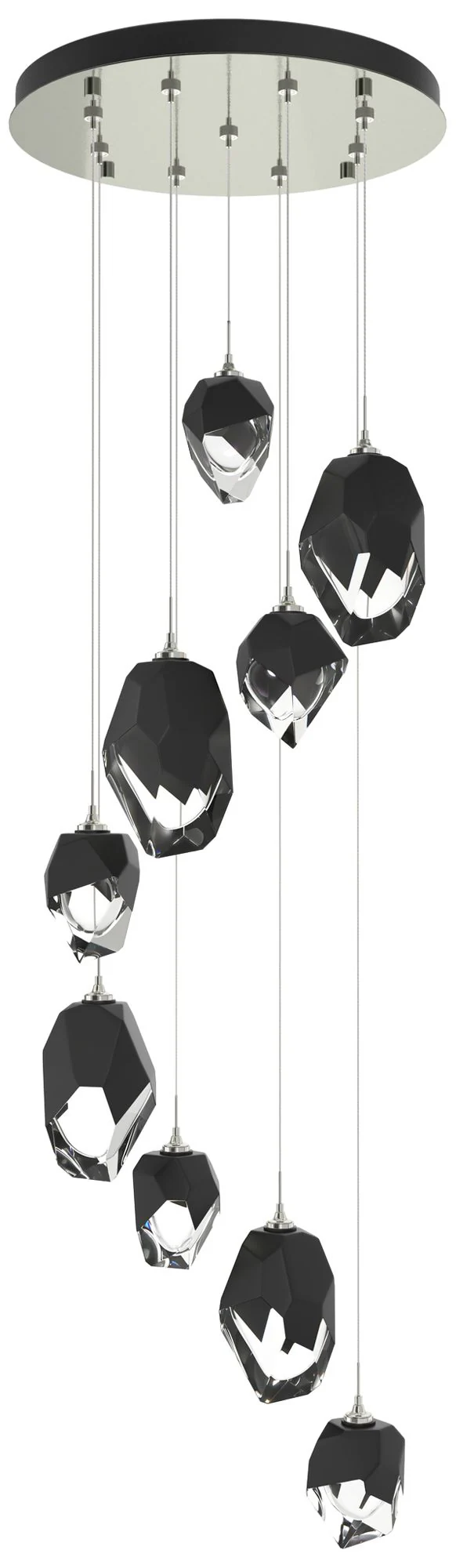 Chrysalis 20.5″W 9-Light Sterling Mixed Black Crystal Standard Pendant