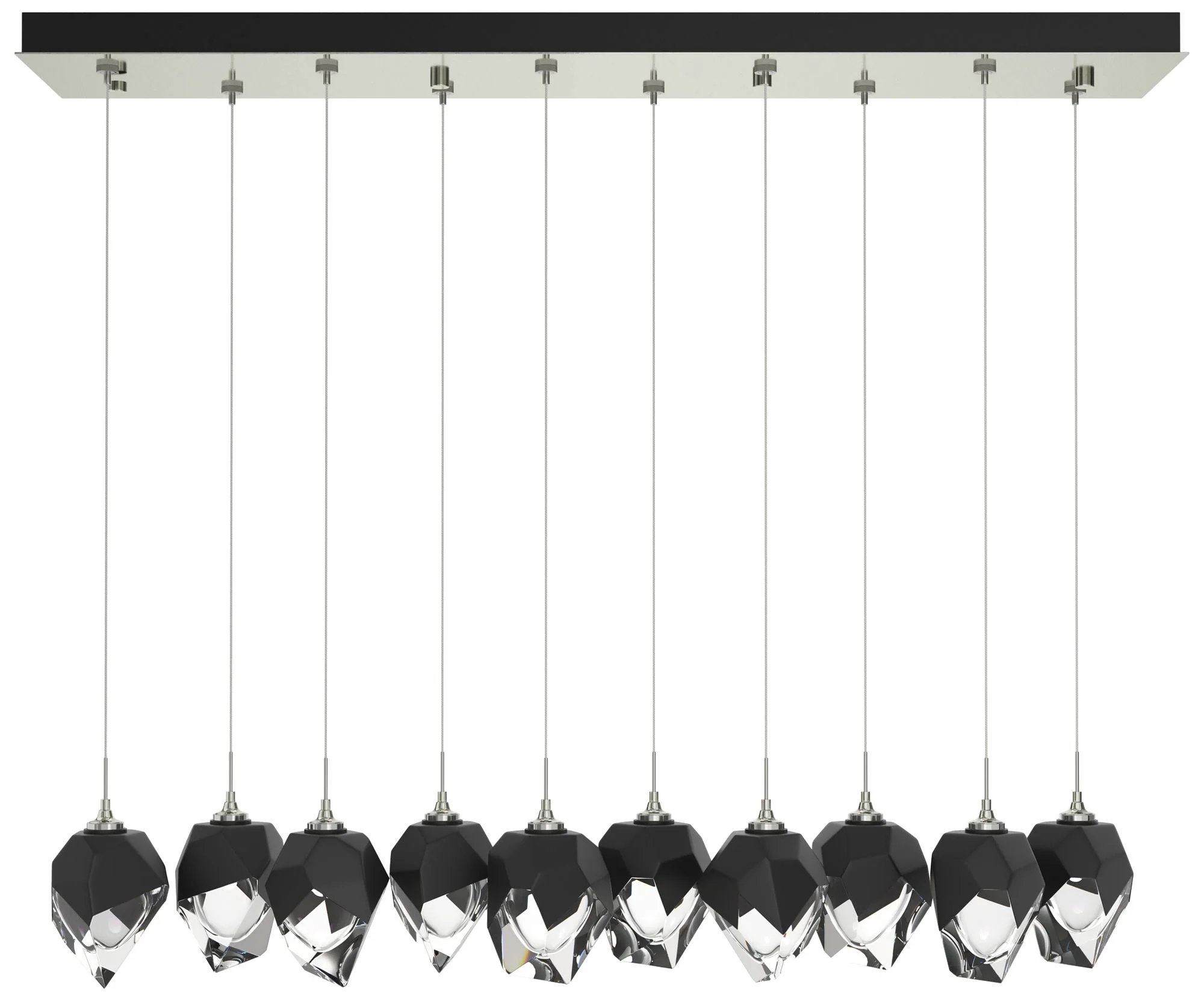 Chrysalis 44.5"W 10-Light Sterling Small Black Crystal Standard Pendan - Image 1
