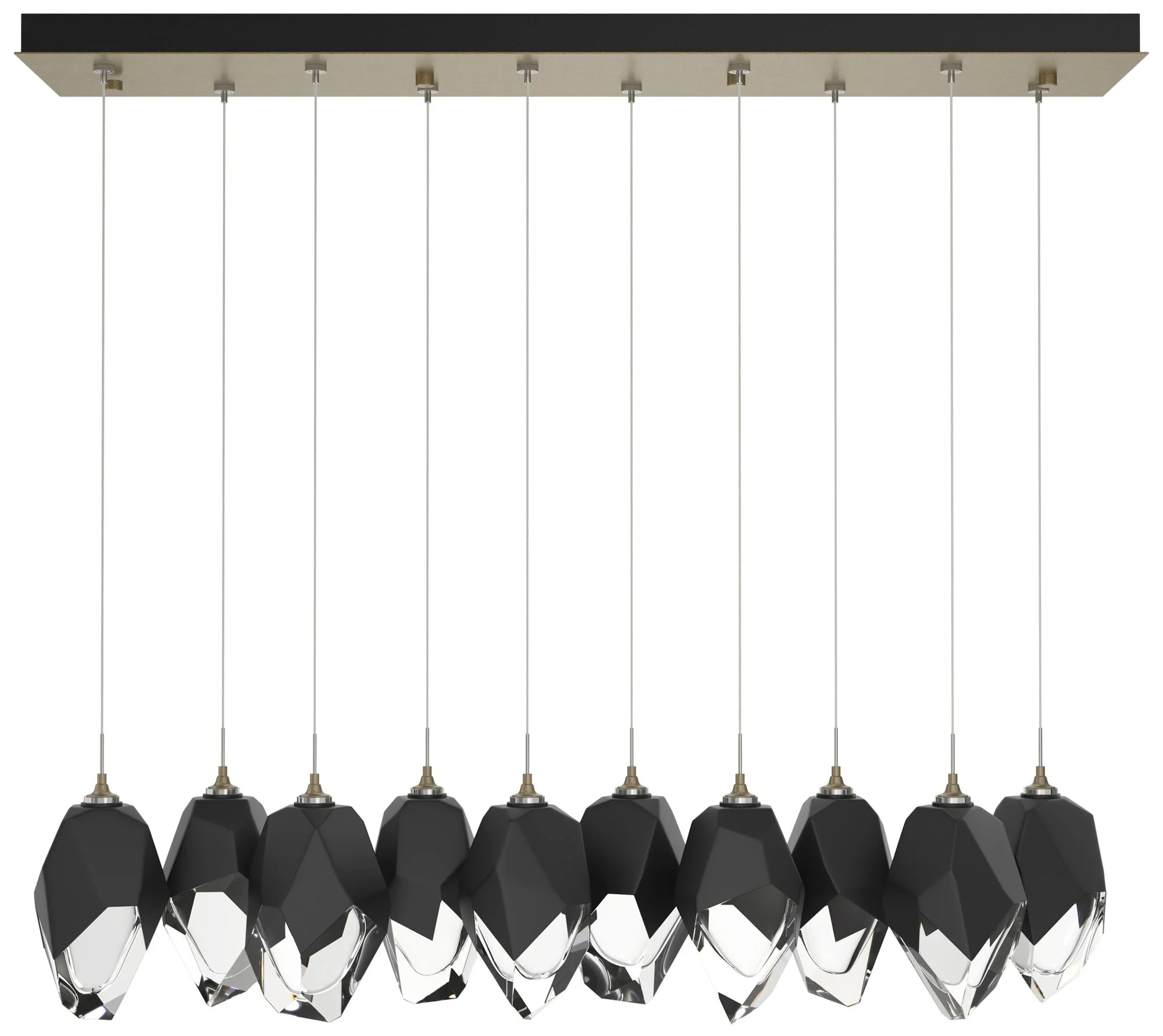 Chrysalis 44.7"W 10-Light Soft Gold Large Black Crystal Standard Penda - Image 1