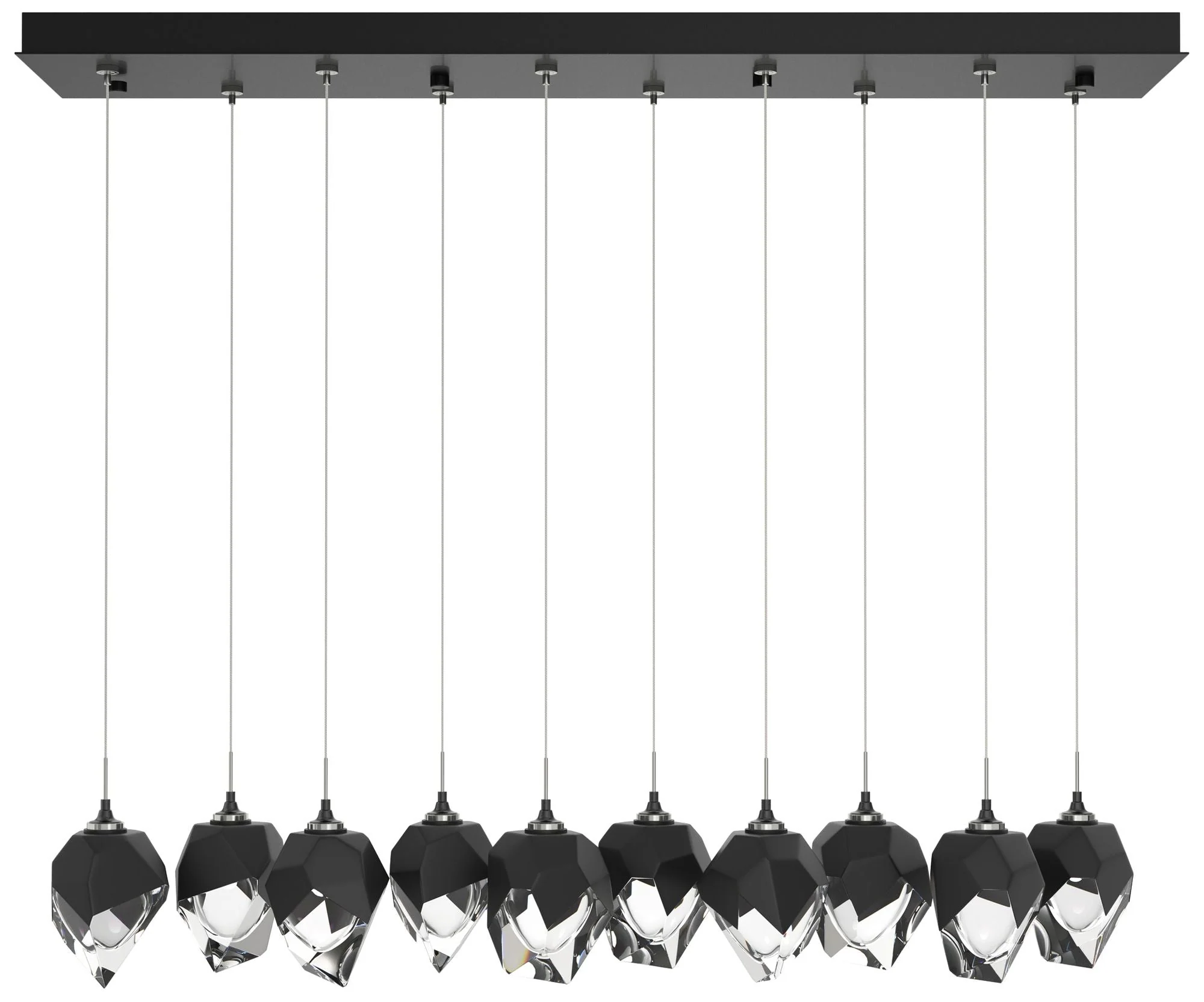 Chrysalis 8.5" Wide 10-Light Small Crystal Black Crystal Ink Long Pend - Image 1