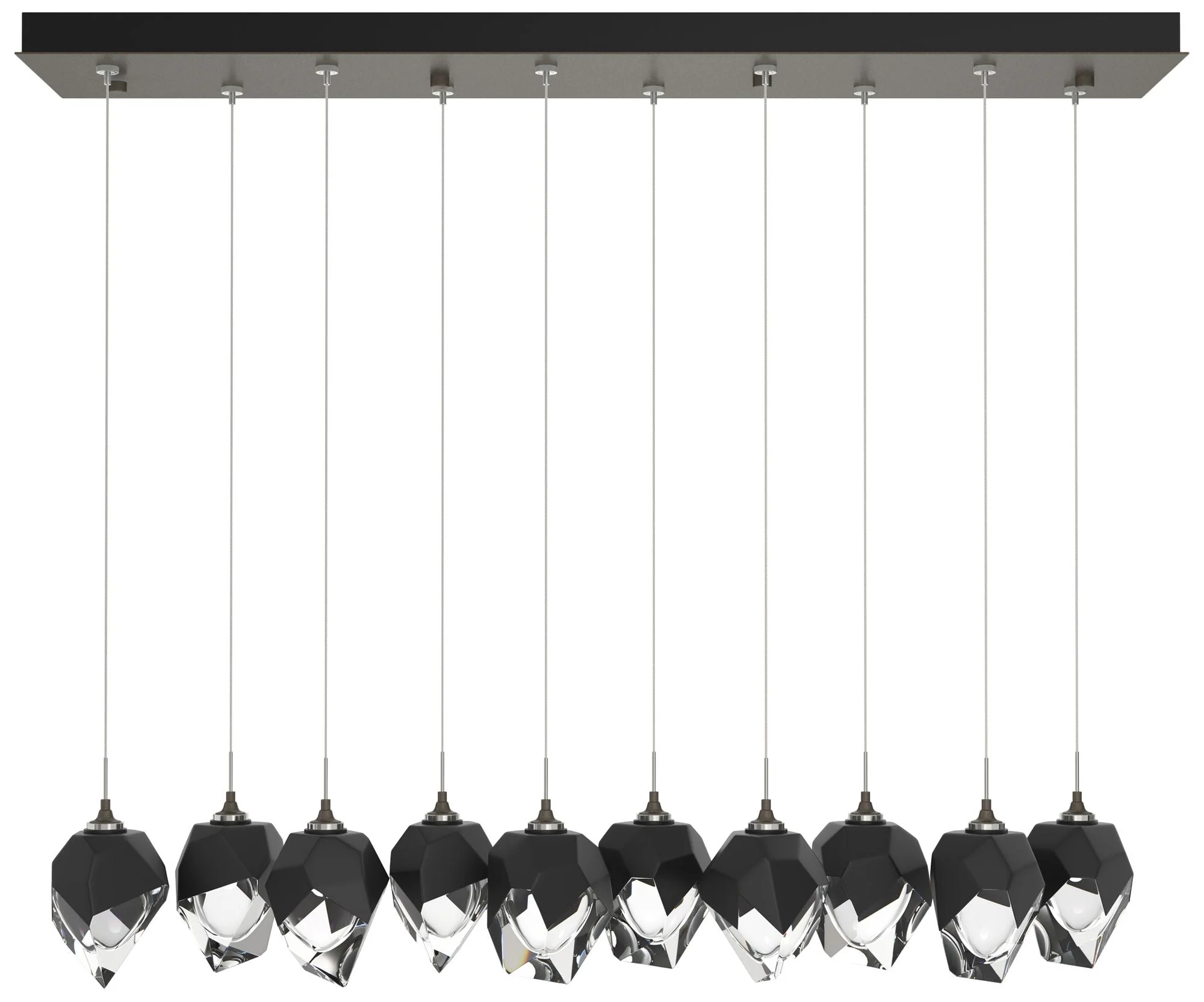 Chrysalis 8.5"W 10-Light Small Black Crystal Dark Smoke Long Pendant - Image 1