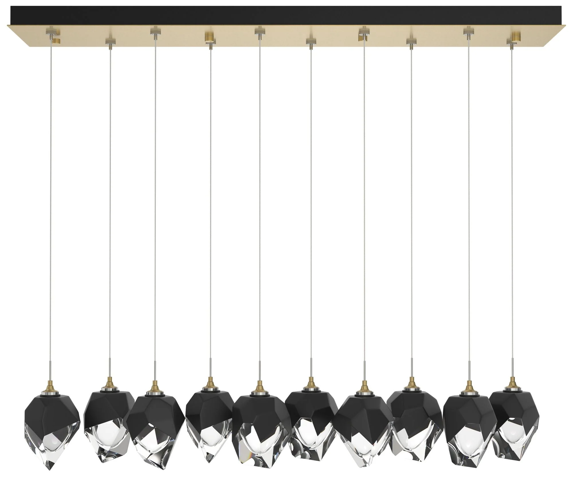 Chrysalis 8.5"W 10-Light Small Black Crystal Modern Brass Long Pendant - Image 1