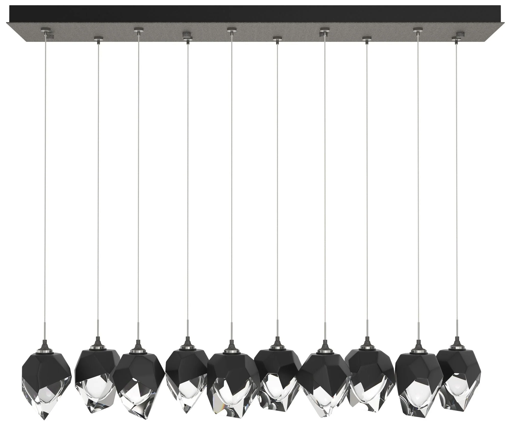 Chrysalis 8.5"W 10-Light Small Black Crystal Natural Iron Long Pendant - Image 1