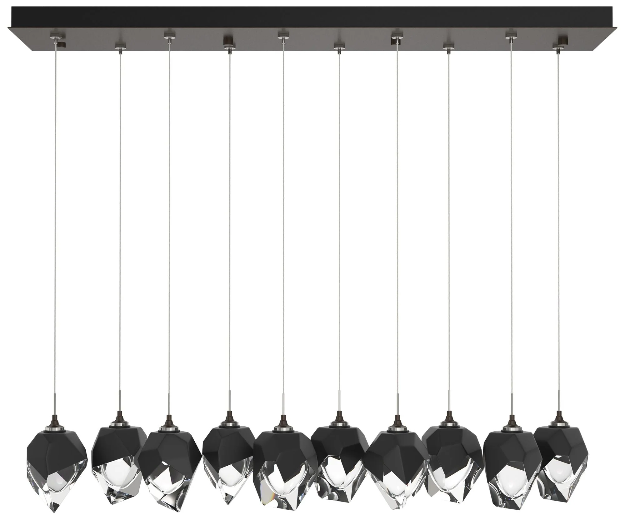Chrysalis 8.5"W 10-Light Small Black Crystal Rubbed Bronze Long Pendan - Image 1