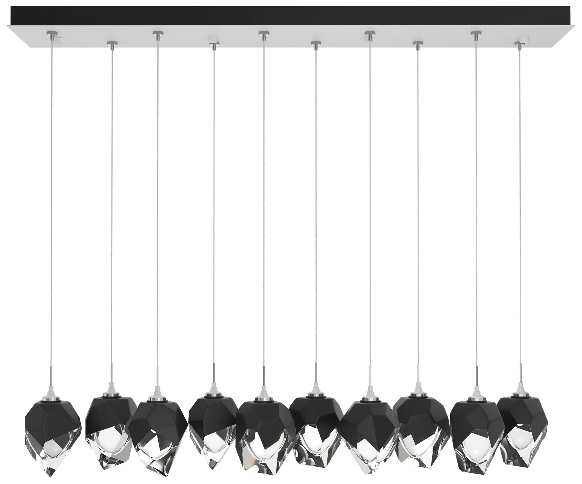 Chrysalis 8.5"W 10-Light Small Crystal Black Crystal White Long Pendan - Image 1
