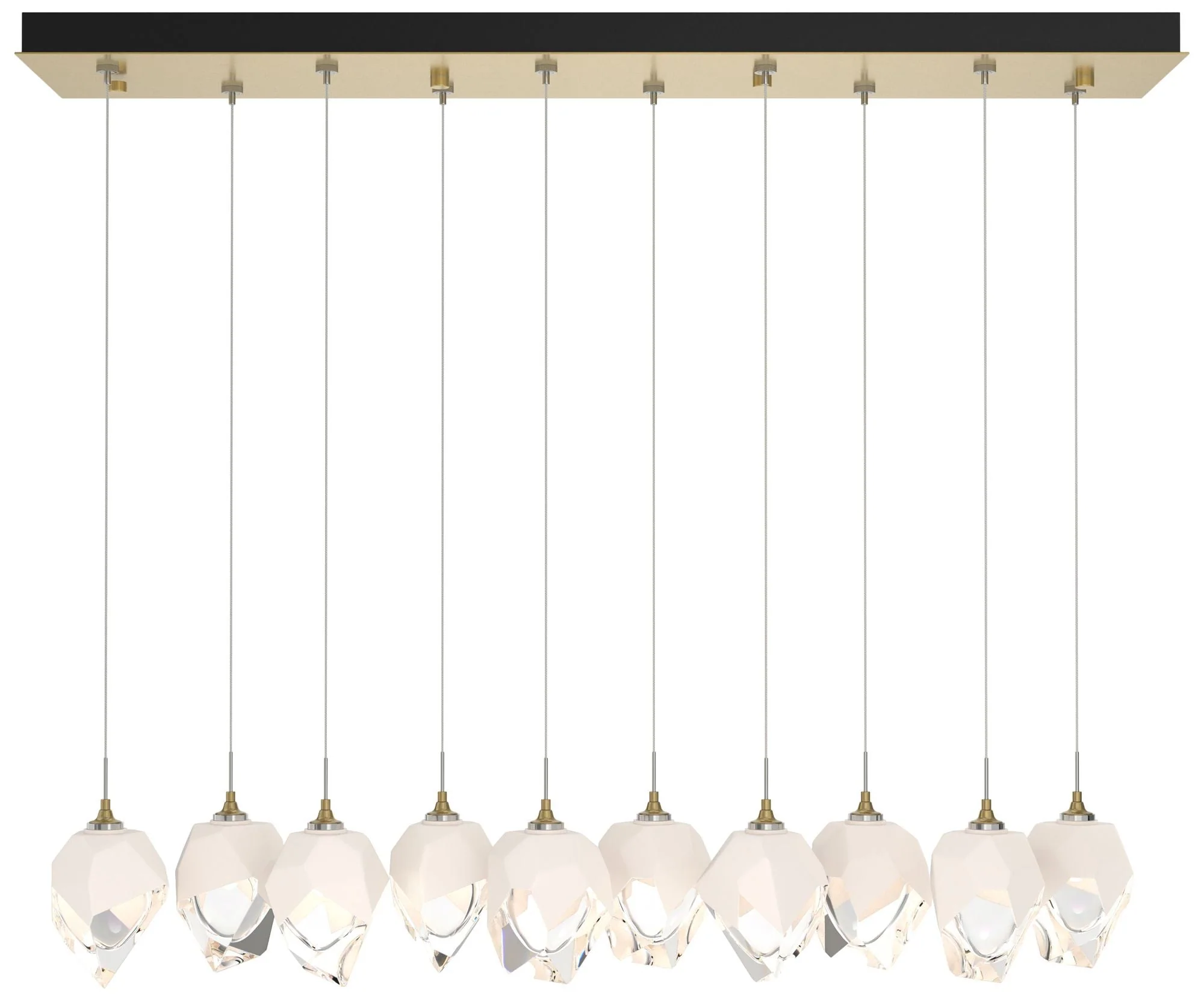 Chrysalis 8.5"W 10-Light Small White Crystal Modern Brass Long Pendant - Image 1