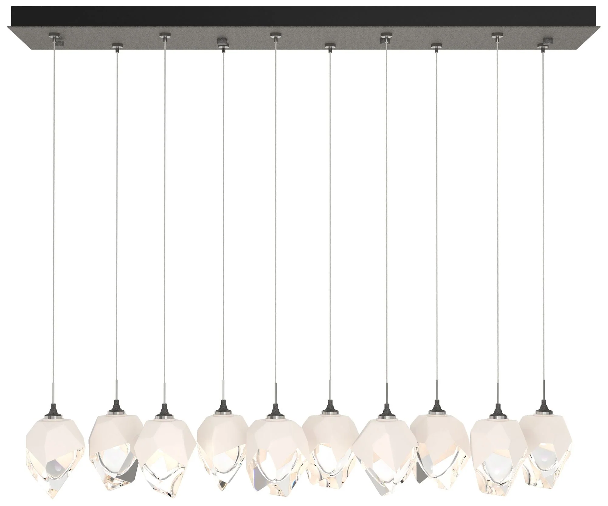 Chrysalis 8.5"W 10-Light Small White Crystal Natural Iron Long Pendant - Image 1