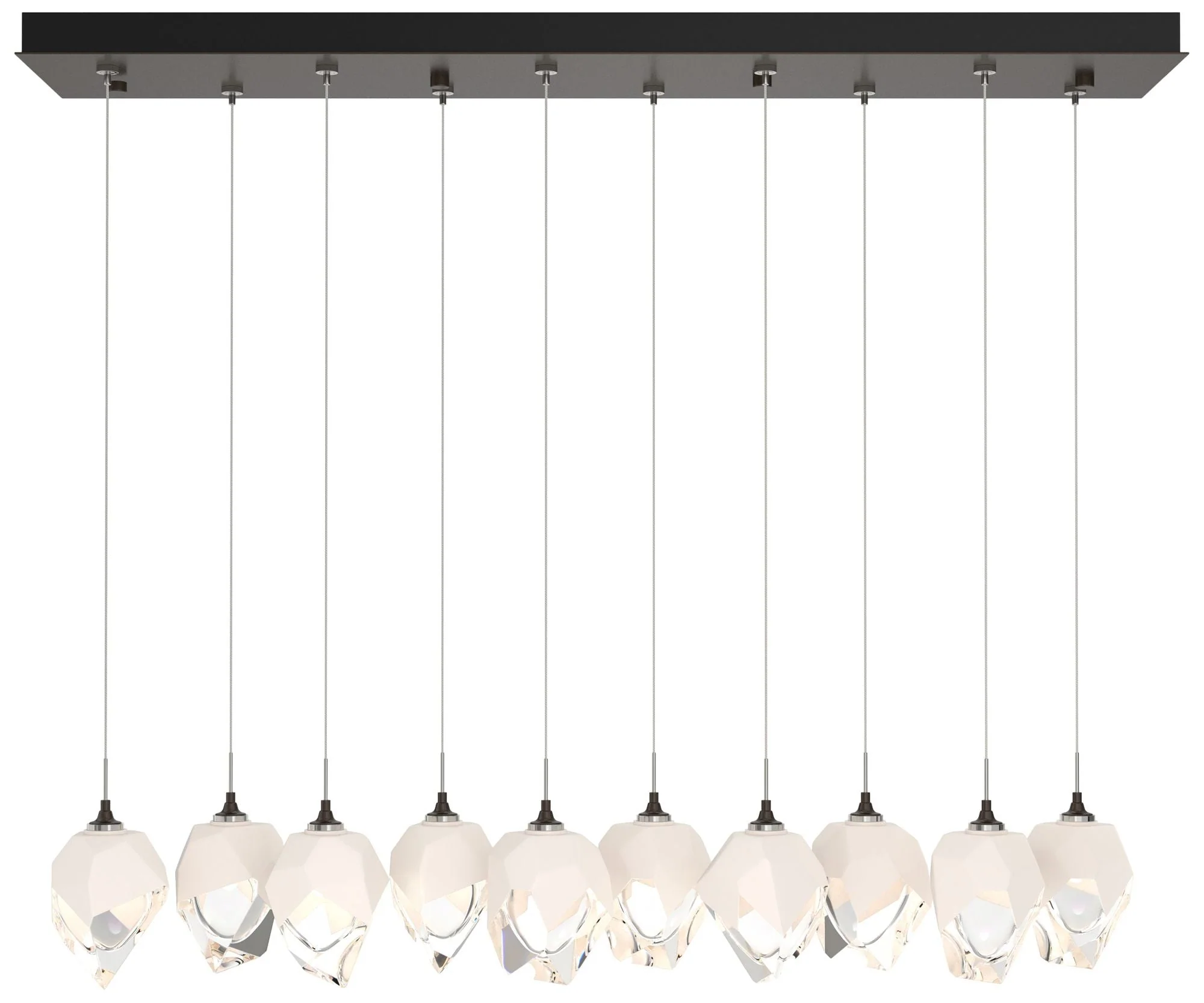 Chrysalis 8.5"W 10-Light Small White Crystal Rubbed Bronze Long Pendan - Image 1