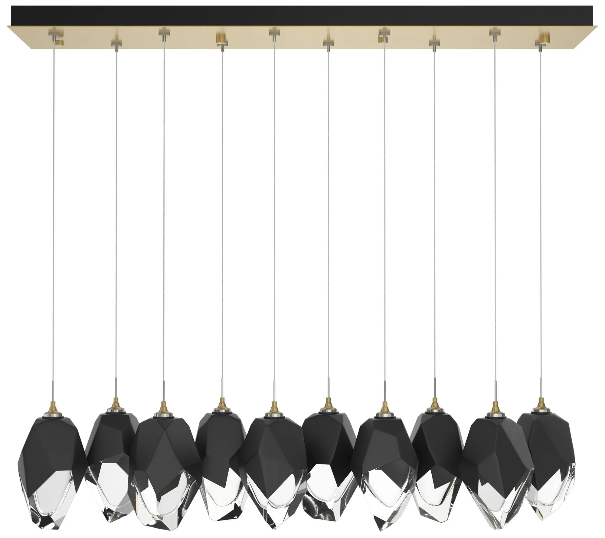 Chrysalis 9.8"W 10-Light Large Black Crystal Modern Brass Long Pendant - Image 1