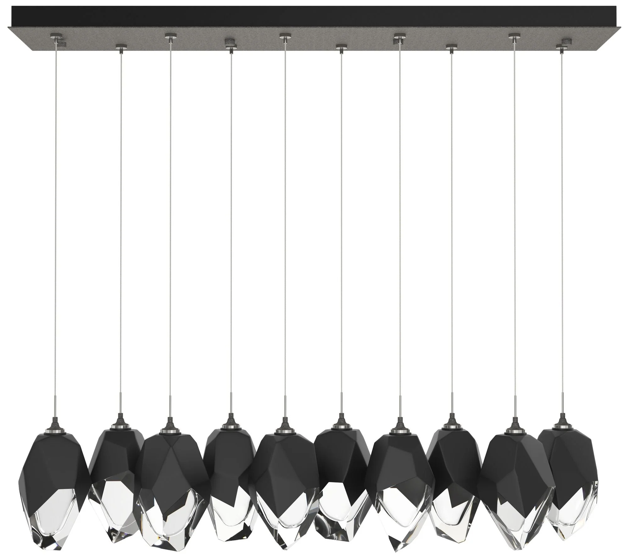 Chrysalis 9.8"W 10-Light Large Black Crystal Natural Iron Long Pendant - Image 1
