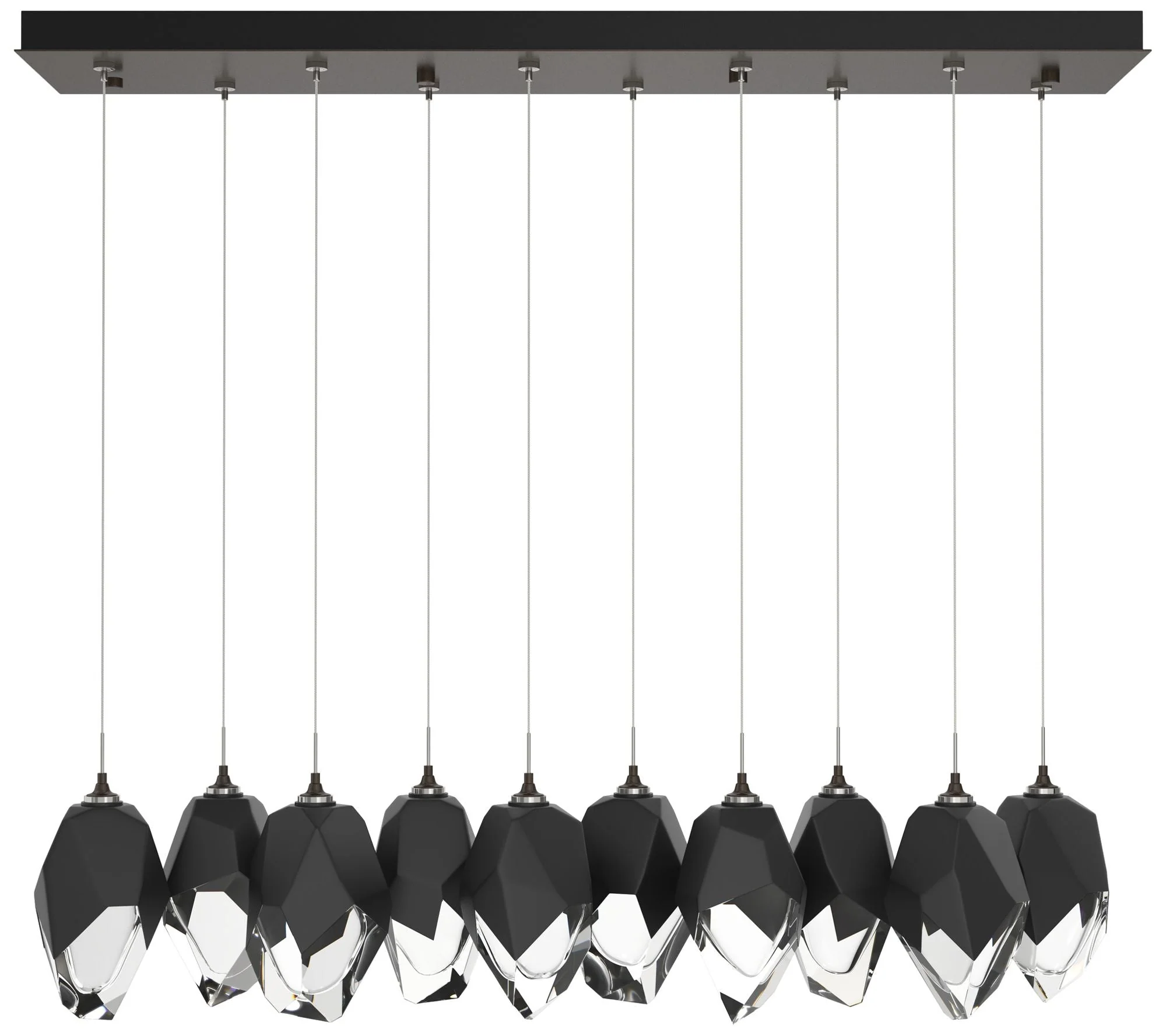 Chrysalis 9.8"W 10-Light Large Black Crystal Rubbed Bronze Long Pendan - Image 1