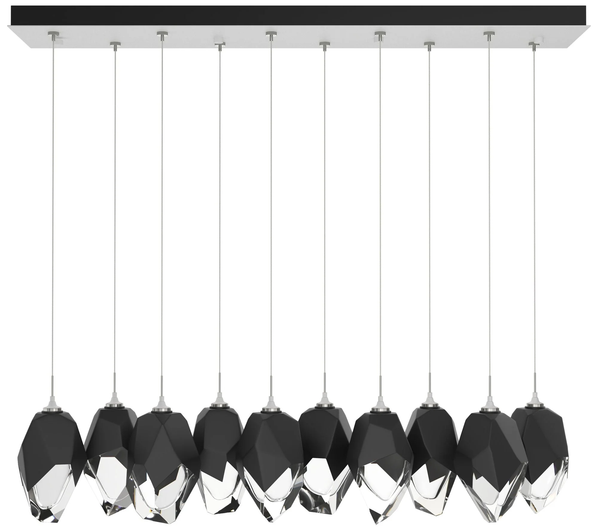 Chrysalis 9.8"W 10-Light Large Crystal Black Crystal White Long Pendan - Image 1