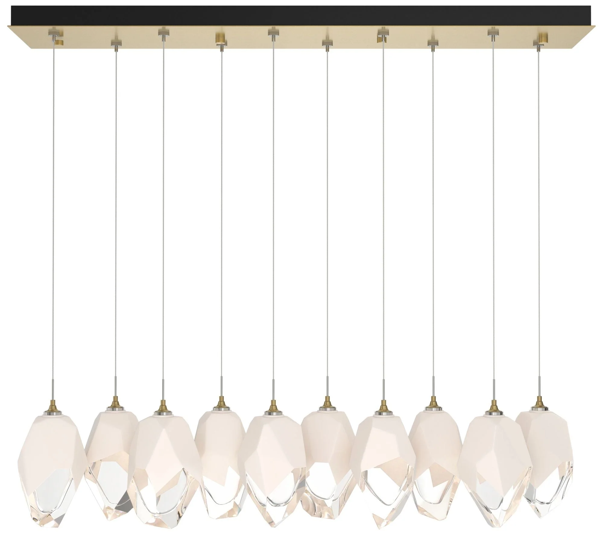 Chrysalis 9.8"W 10-Light Large White Crystal Modern Brass Long Pendant - Image 1