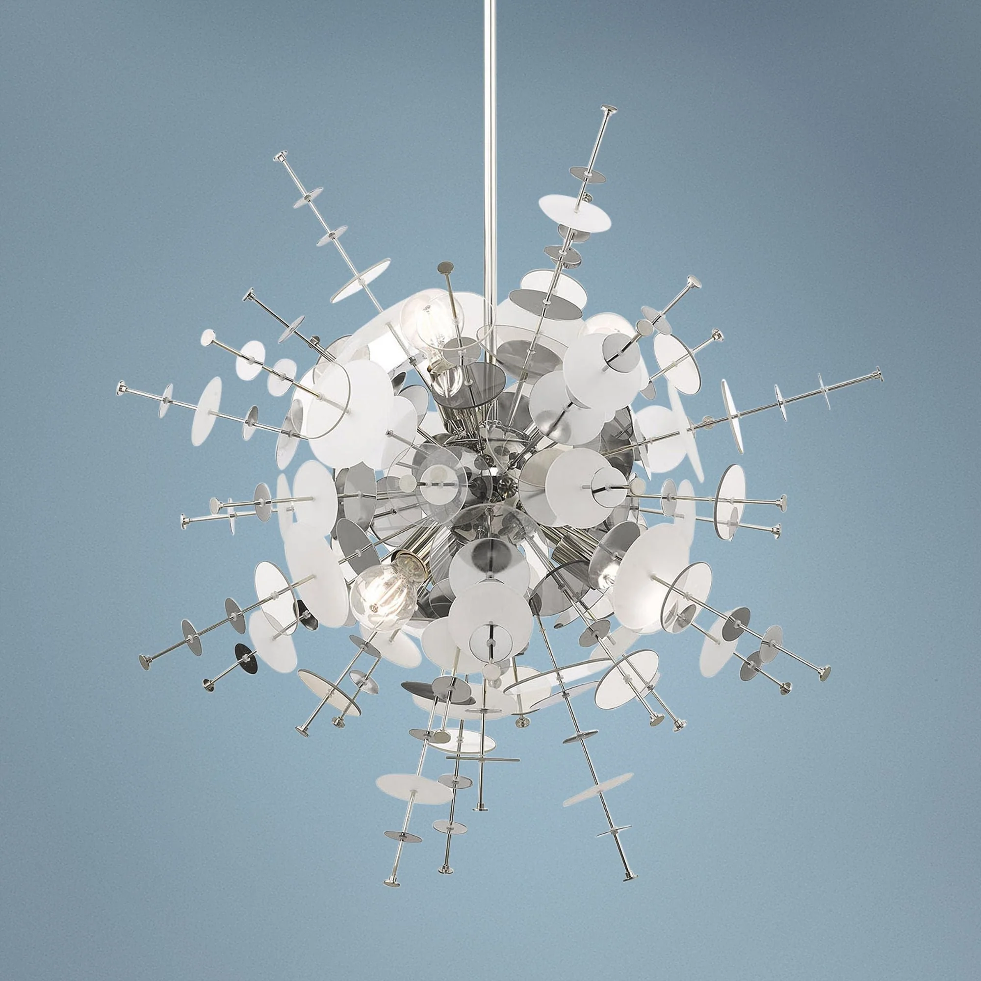 Circulo 30" Wide Polished Nickel Starburst Pendant Light - Image 1