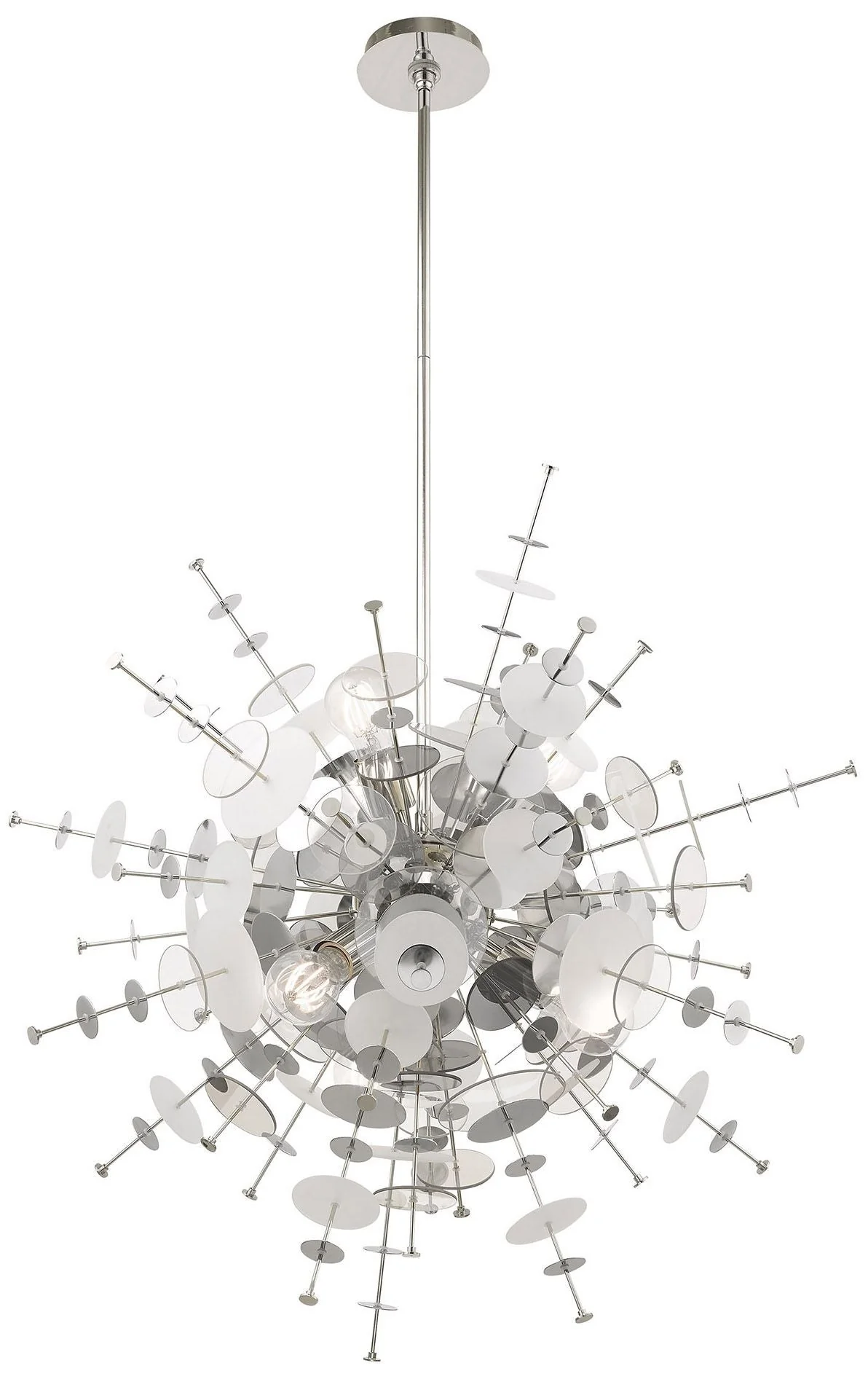 Circulo 30" Wide Polished Nickel Starburst Pendant Light - Image 3