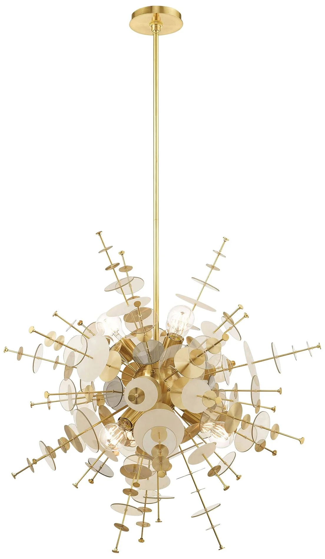 Circulo 30" Wide Satin Brass Starburst Pendant Light - Image 2