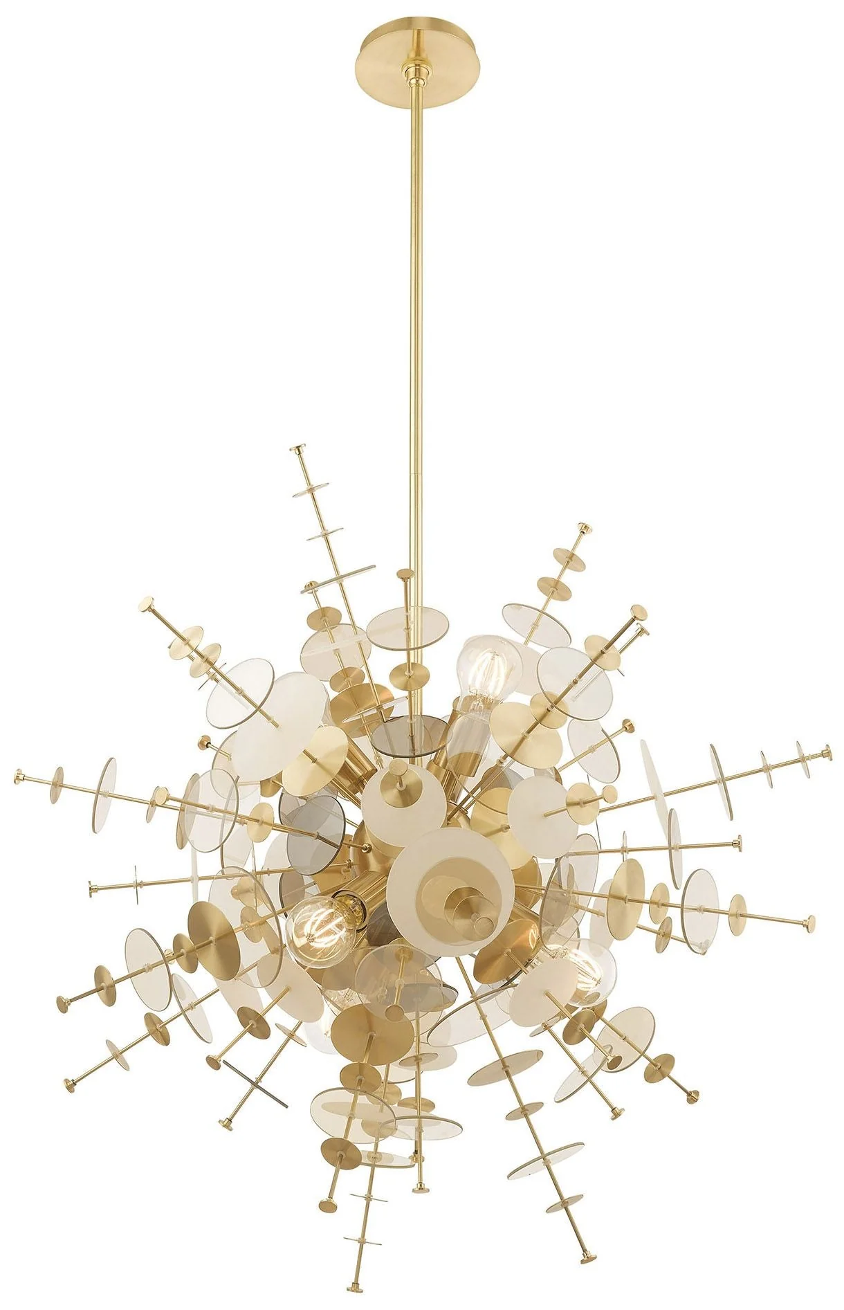 Circulo 30" Wide Satin Brass Starburst Pendant Light - Image 3