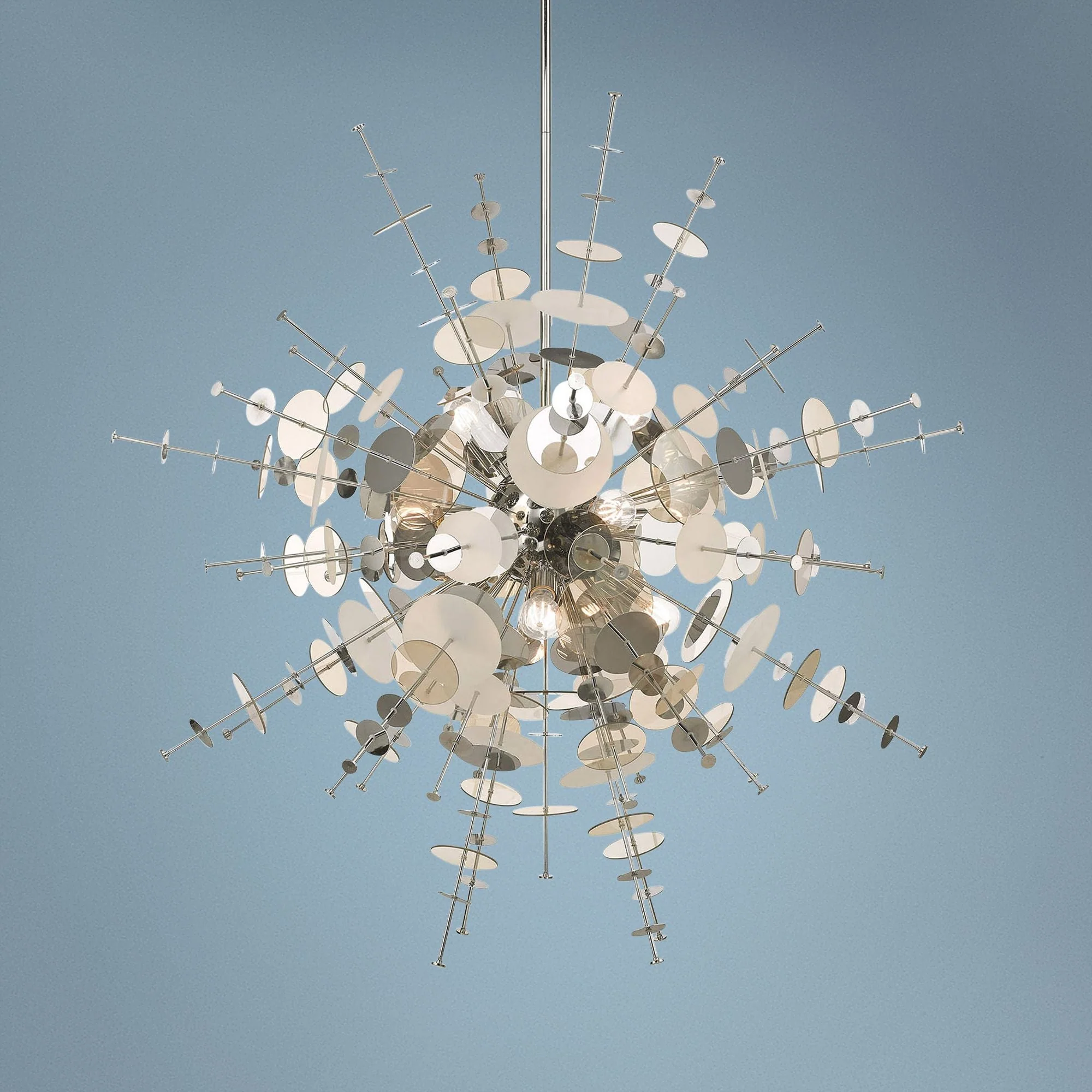 Circulo 50"W Polished Nickel Starburst Foyer Pendant Light - Image 1