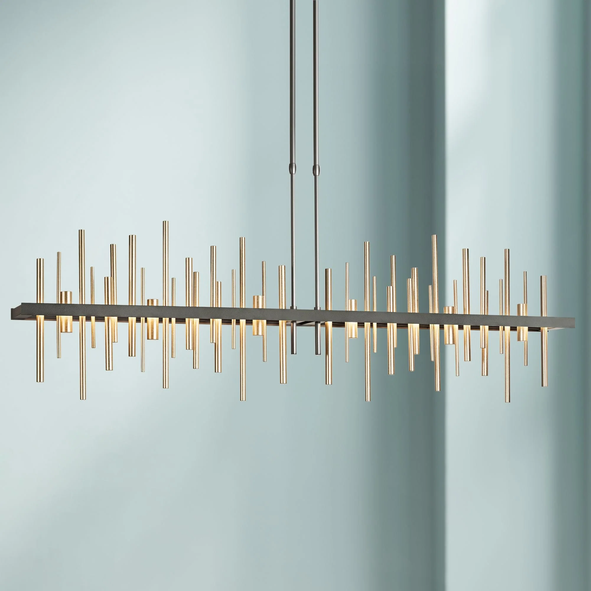 Cityscape 51.9" Wide Large Black LED Pendant With Soft Gold - Image 1