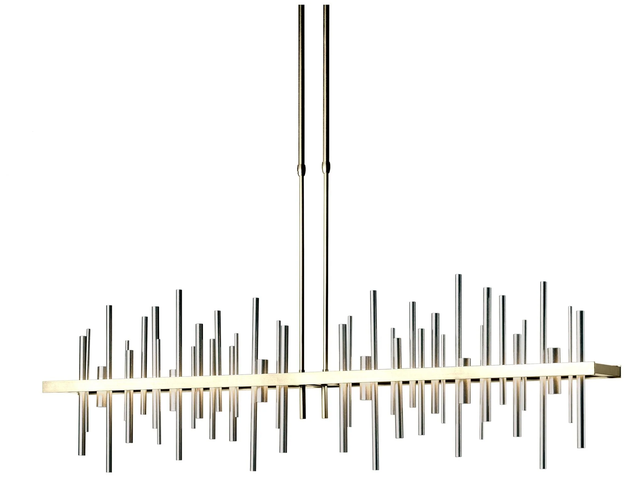 Cityscape 51.9"W Large Modern Brass And Vintage Platinum LED Pendant - Image 1