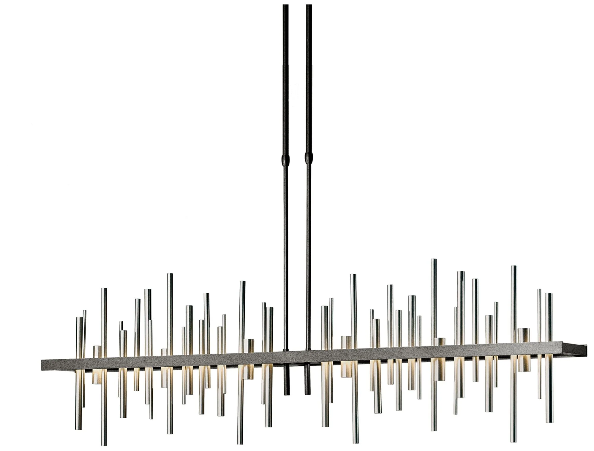 Cityscape 51.9"W Large Natural Iron And Vintage Platinum LED Pendant - Image 1