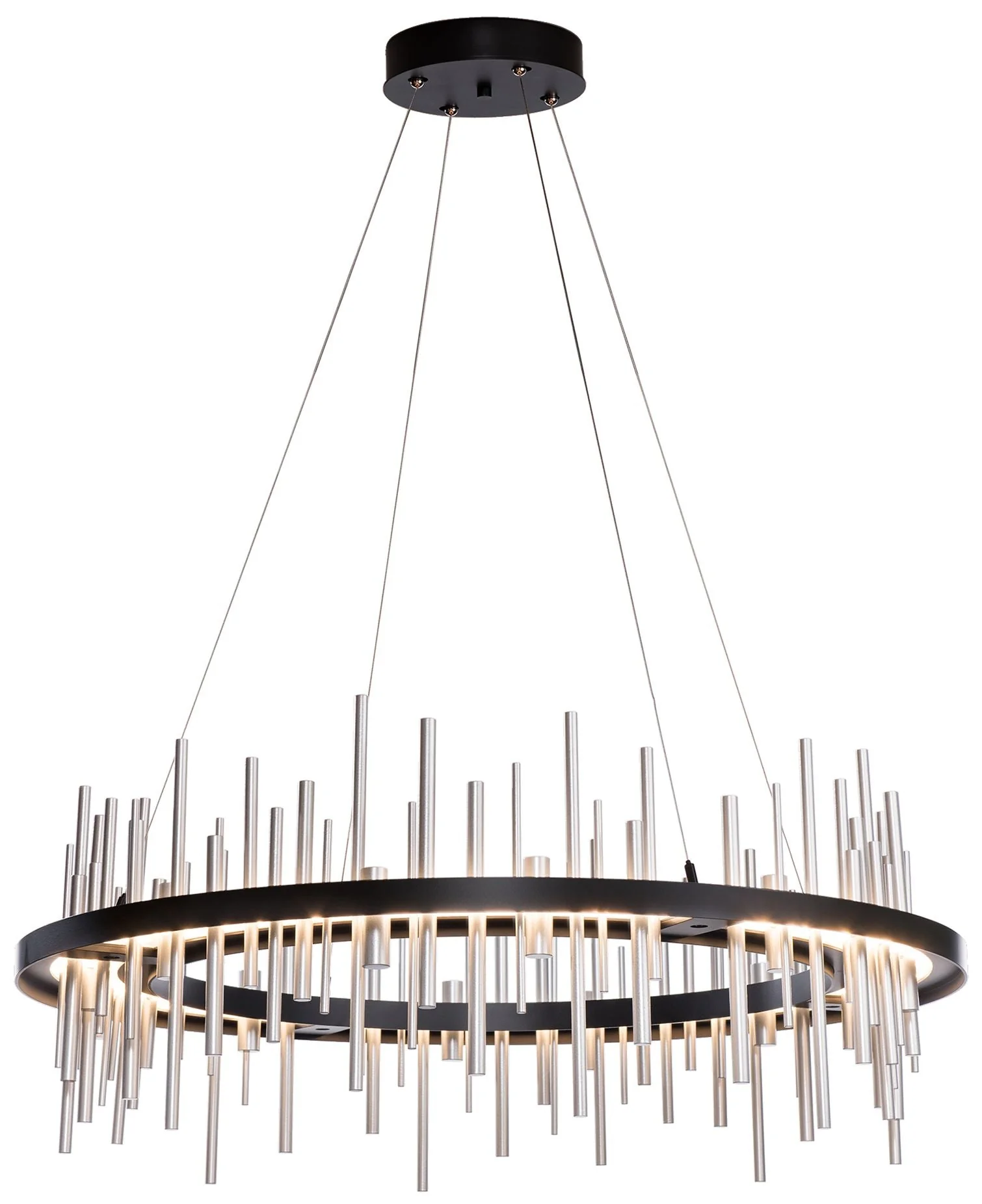 Cityscape Circular LED Pendant - Black - Sterling Accents - Standard Height - Image 1