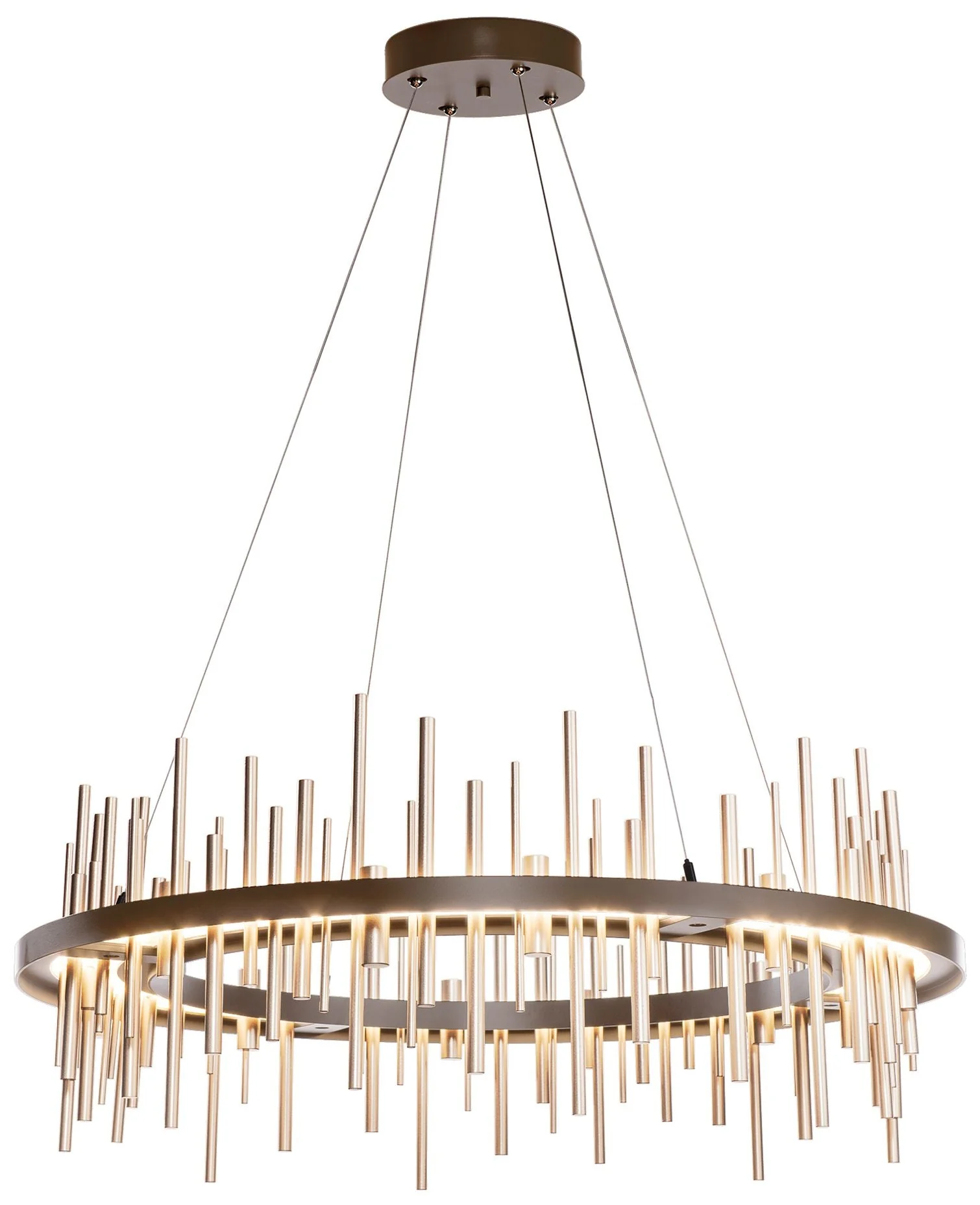 Cityscape Circular LED Pendant - Bronze - Gold Accents - Standard Height - Image 1