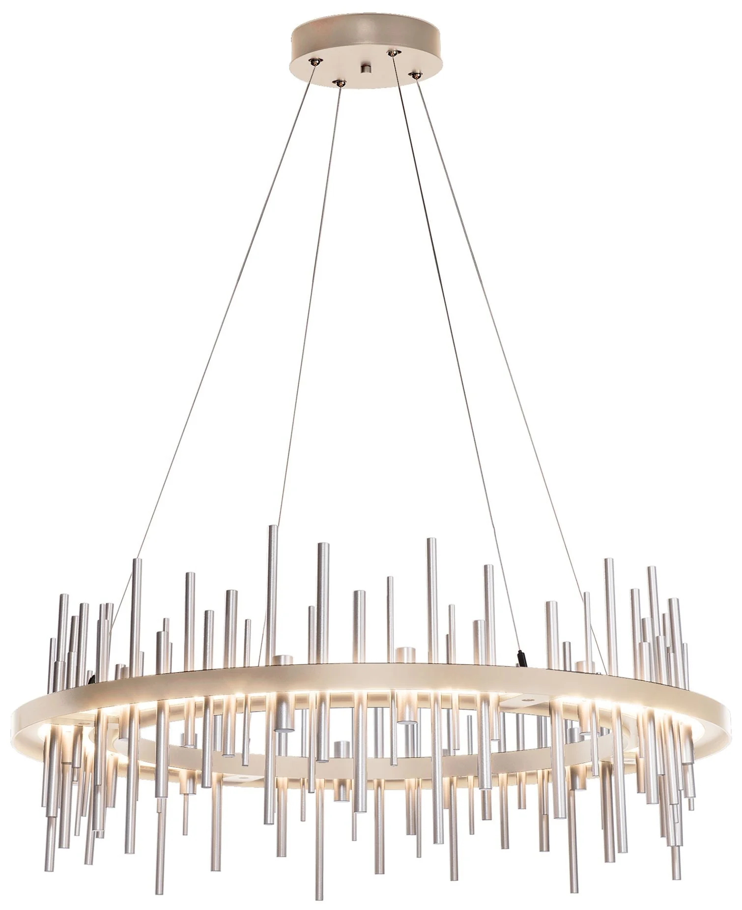 Cityscape Circular LED Pendant - Gold - Sterling Accents - Standard Height - Image 1