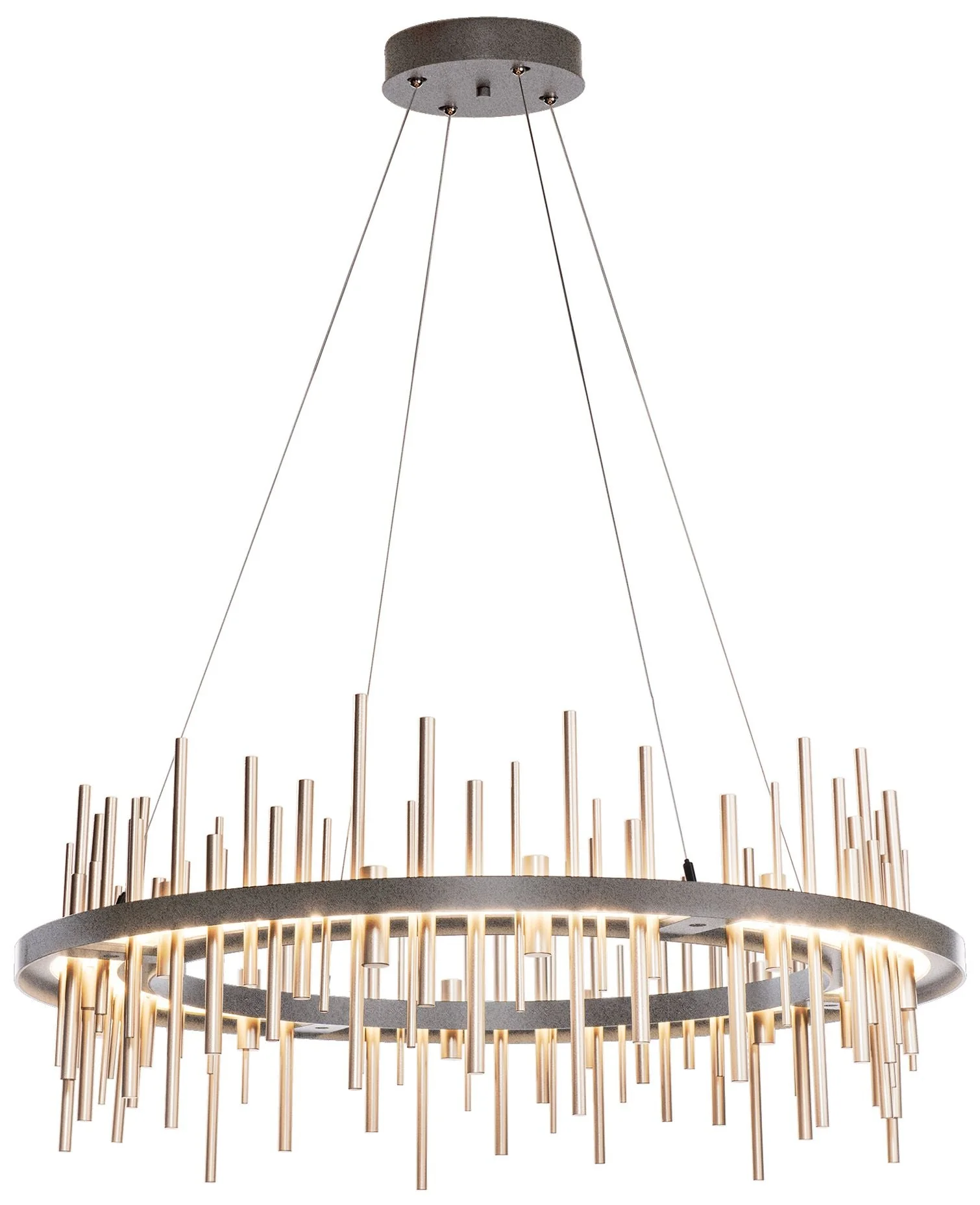 Cityscape Circular LED Pendant - Iron - Gold Accents - Standard Height - Image 1
