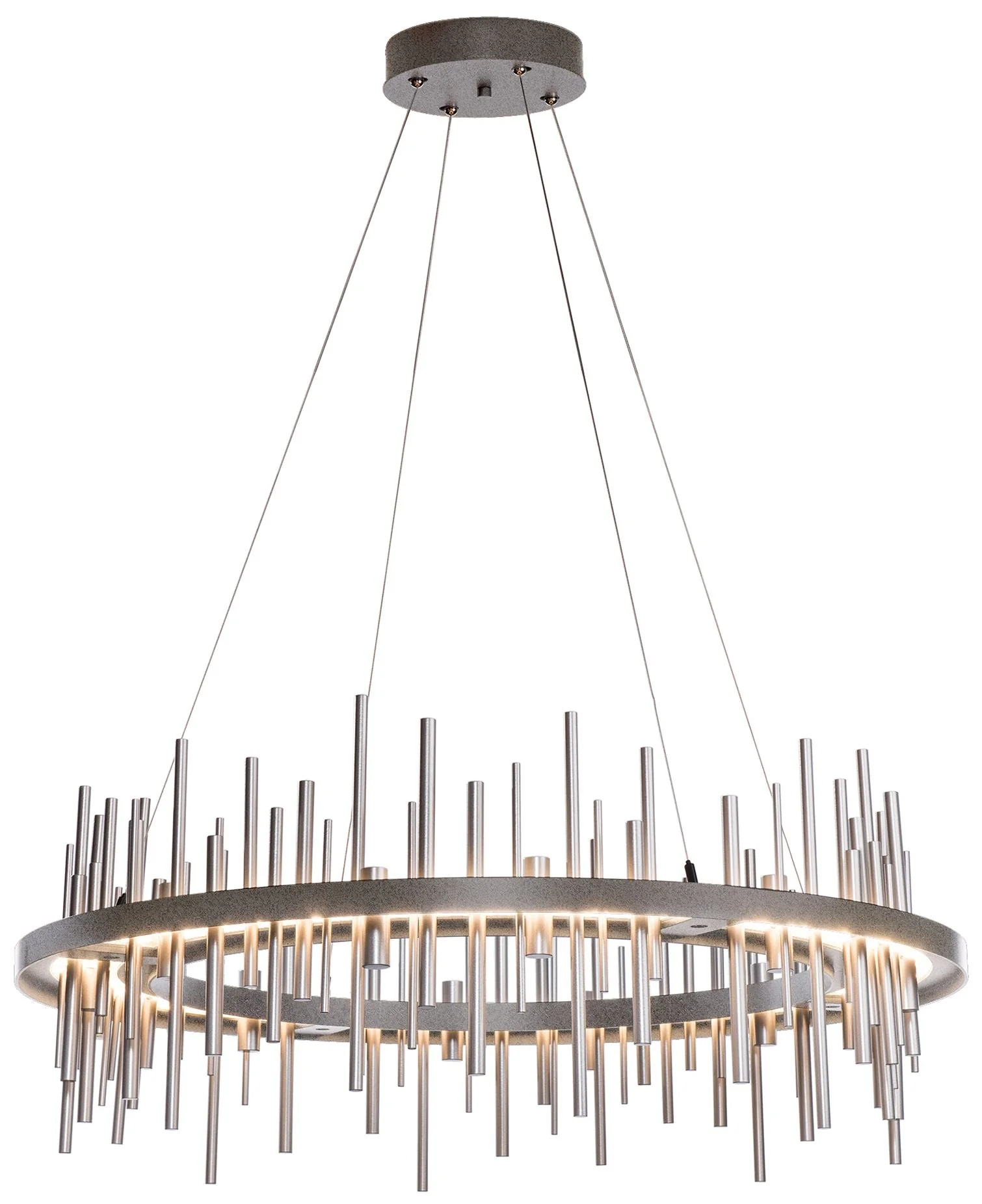 Cityscape Circular LED Pendant - Iron - Platinum Accents - Standard Height - Image 1